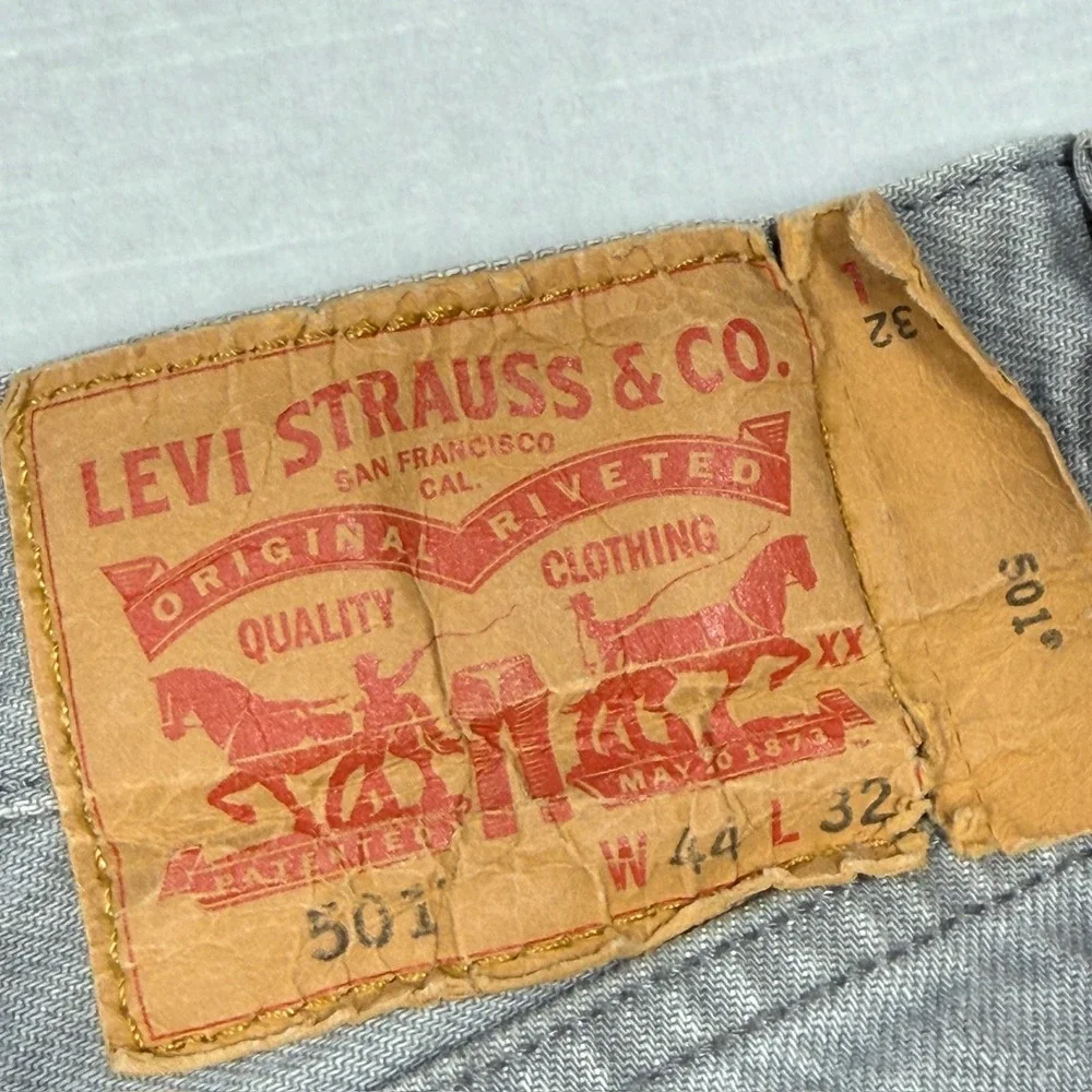 Levis 501xx Jeans Mens 44x32 (Fits 41X29)‎ Straight Gray Selvedge Stained